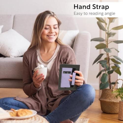 Slim Case for 7"/6.8" Kindle Paperwhite with Hand Strap(12th/11th Generation 2024/2021) and Kindle Colorsoft Signature Edition,Stand Cover and Card Slot,Premium PU Sleeve with Auto Wake/Sleep,Purple — view 6