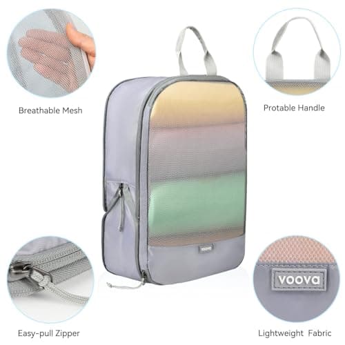 Voova 6 Set Compression Packing Cubes for Suitcases Backpack, Expandable Luggage Suitcase Organiser Bags Set, Packing Organizers for Men Women, Travel Organisers Cubes for Travel Essentials, Grey — view 3