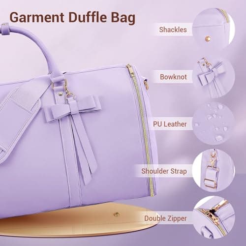 Pink Garment Bag for Travel Women, Carry-On 20-Inch Cute PU Leather Suit Bag, Wrinkle-Free Wedding Dress Bag with Shoe Bag, Overhead Bin Size for Honeymoon (Pink) — view 3