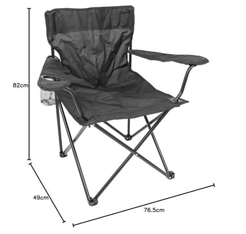 Harbour Housewares Folding Camping Chairs - Black - Pack of 4 - Canvas Outdoor Lawn Seat for Picnic, Garden, Beach, Hiking, Fishing — view 3