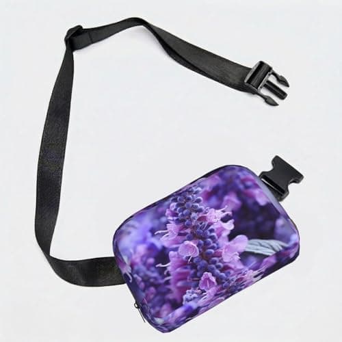Fanny Pack For Women Men, Purple Lavender Colored Flowers Everywhere Belt Bag Waterproof Fashion Crossbody Waist Packs With Adjustable Strap Hip Bum Bag For Outdoor Hiking Running Travel — view 4