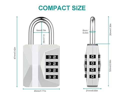 ZHEGE Locker Padlocks with Code, 4 Digit Combination Padlock (1P, Silver) — view 5