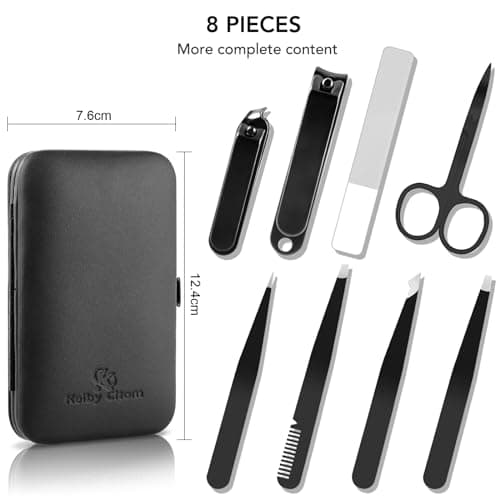 Tweezers Set and Nail Clippers 8Pcs Precision No Gaps Eyebrow Tweezer Kit — view 2