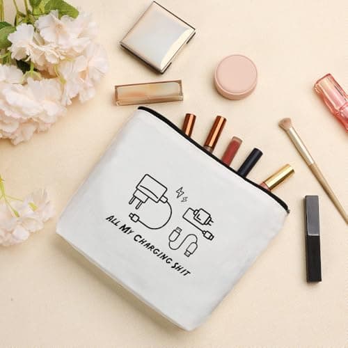 WRNZL Travel Holiday Essentials Makeup Bag Charger Cable Bag Practical Cable Organiser Travel Accessories for Women Men Christmas Birthday Stocking Fillers Emotional Support Inspirational Gifts — view 2