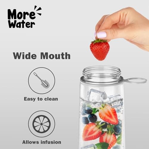 More Water Bottle With Straw, Motivational Time Markings 900ml - Drinking Tracker Bottles - Times to Drink - BPA Free Sports Bottles — view 4