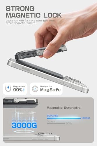 SUPCASE for MagSafe Wallet with Adjustable Stand, Hold 5 Cards, Silver — view 2
