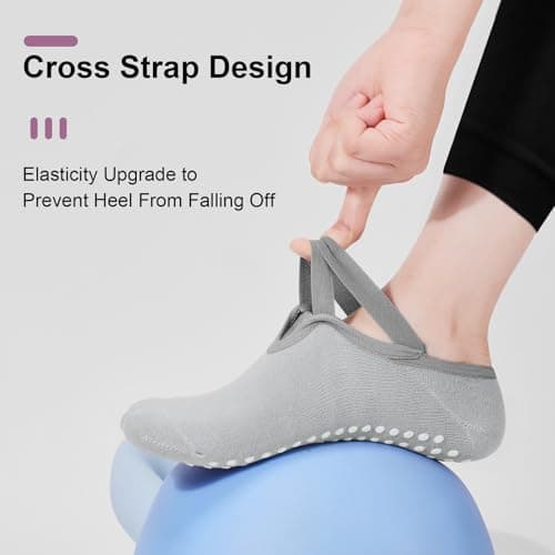 Tobfit 4 Pairs Pilates Socks for Women Non Slip Grip Sock Yoga Socks Ankle Grippy Sock Woman 4-PACK 03 — view 3