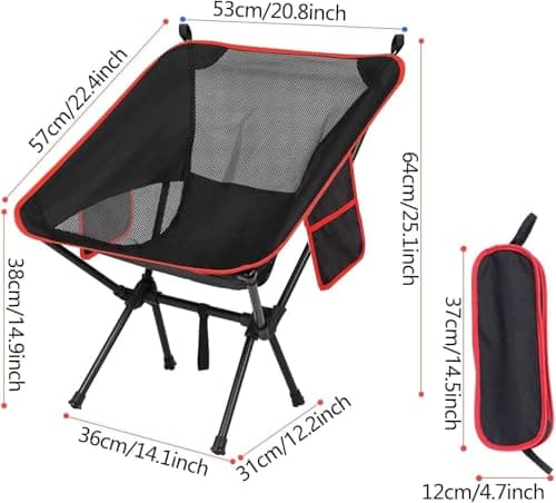 Nestling Ultralight Folding Camping Chair - Compact, Portable (Red) — view 2