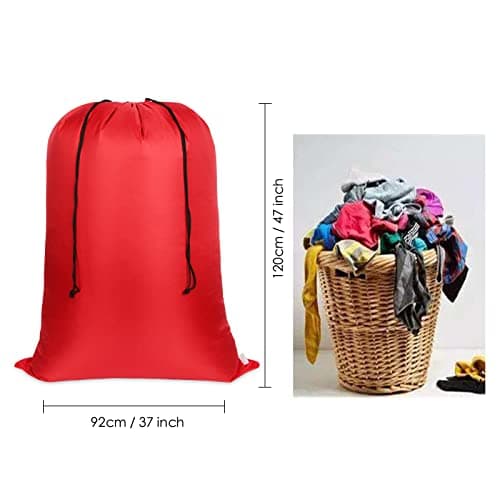 Asonen Large Laundry Bags 2 Pack, Two-way drawstring Tear-proof Portable Large Capacity Laundry Bags for Students, Apartments, Travel, Vacations, College (37 X 47 Inch, Red) — view 2