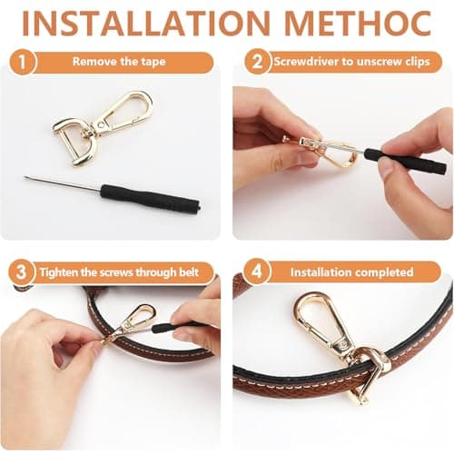 Swivel Clasps Hook, 2Pcs 32mm Detachable Snap Hook with D Ring - Metal Lobster Claw Clasp Includes Screwdriver for Bag Repair, Keychain DIY, Leather Craft & Purse Hardware Replacement (1-1/4 Inch) — view 4