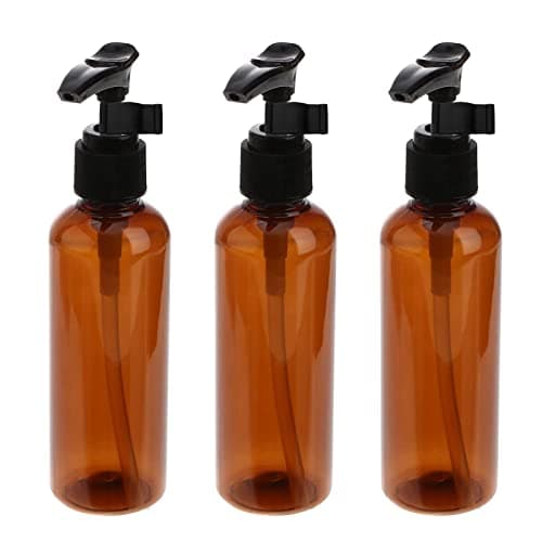 Mebamce 3PCS 100ml 3.5oz Refillable Brown Bottle with Pump, for Massage Oil