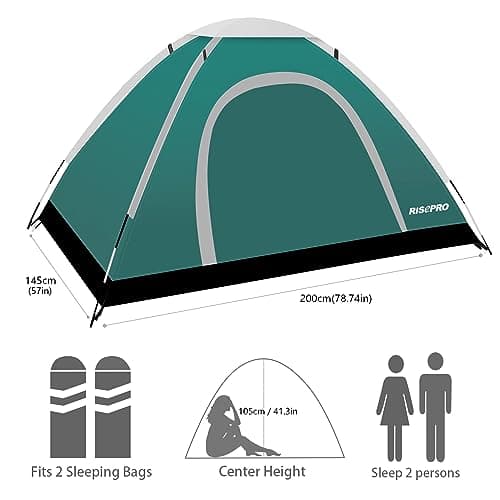 RISEPRO Portable Camping Tent, 2 Person Lightweight Tent, Waterproof Windproof, UV Protection, Perfect for Beach, Outdoor, traveling, hiking, camping, hunting, fishing, etc DC — view 2
