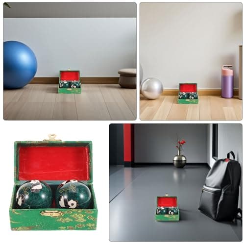 2pcs Hand Massage Balls with Solid Bearing, Enamel Green Panda Design — view 3