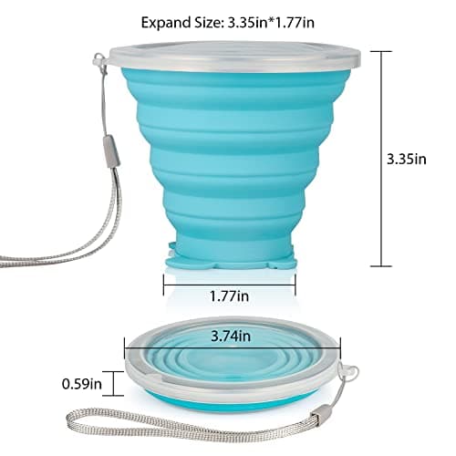 Silicone Collapsible Cup, Travel Foldable Cup with Plastic Sealing Lid — view 2