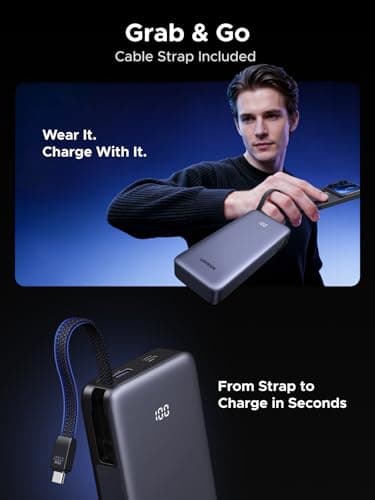 UGREEN Nexode 55W 20000mAh Power Bank 3-Way Output Built-in Cable — view 4
