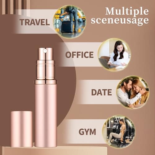 szyanlai Portable Perfume Atomiser Refillable - 5ml Empty Travel Perfume Bottle, Nano Mist, Leaking Proof, Bottom Pump without Funnel, Luxurious Mini women and men(Rose Gold) — view 6