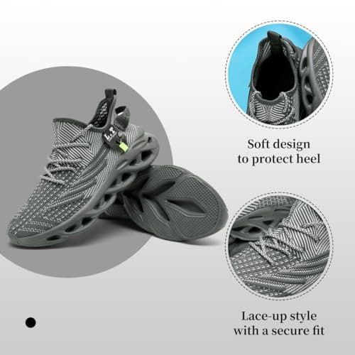 XKOWUO Mens Womens Trainers Walking Running Shoes Non Slip Gym Slip On Tennis Trainers Outdoor Sports Sneakers Lightweight Workout Shoes Light_Gray Size 7 — view 5