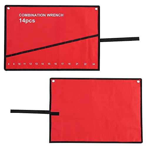 Roll Up Tool Bag Multi-Pocket Travel Wrench Roll Up Pouch Multi-Purpose Oxford Cloth Tool Roll Organize for Spanner Plier 8 Pockets Red — view 2