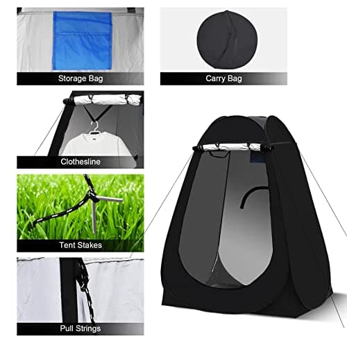 LEMROE Pop Up Tent Portable Privacy Shelter for Camping Shower 150CM Black — view 6