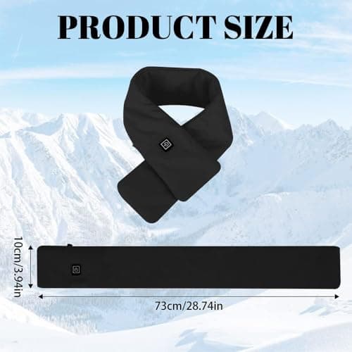 Heated Scarf,Winter Electric Heated Neck Scarf,USB Charging Heating Scarf with 3 Heating Levels,Neck Heating Pad for Pain Relief Thermal Neckerchief,Winter Gift for Men Women Outdoor Skiing(Black) — view 2