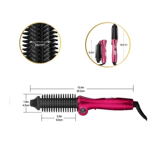 Foldable Travel Hair Curler Brush – Dual Voltage 100-240V Styling Tool with UK Plug, Compact Hot Brush for Short Hair, Quick Heat-Up, Easy to Use & Travel-Friendly — view 2