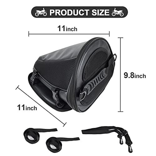 MIGHTYDUTY Motorcycle Tail Bag Backseat PU Leather Motorbike Saddle Bag Multifunctional for Riding Travel Rear Seat Black — view 2
