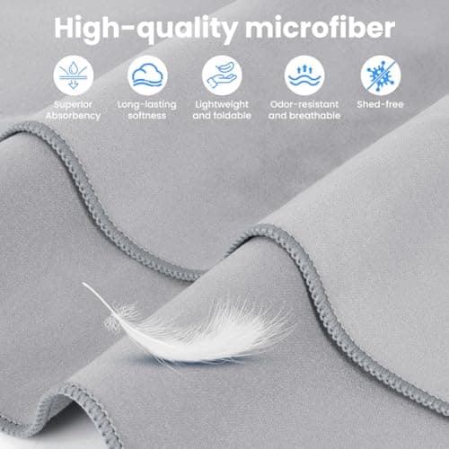 Aolso Microfibre Travel Towel Set, 3 Pack Quick Dry Lightweight Microfibre Towels, Super Absorbent Gym Towel for Men Weman, Beach Towel for Camping, Yoga, Swimming, Hiking-Grey(160x80cm+2 * 40x80cm) — view 4