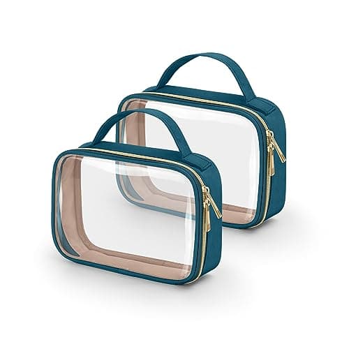 Clear Toiletry Bag - 2 Pack TSA Approved Clear Makeup Bags for Travel