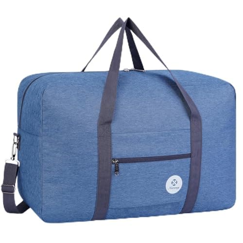 for Airlines Large Cabin Bag Foldable Travel Duffel Bag Holdall Tote Carry on Luggage Overnight for Women and Men 40L (Thick Series Navy Blue)