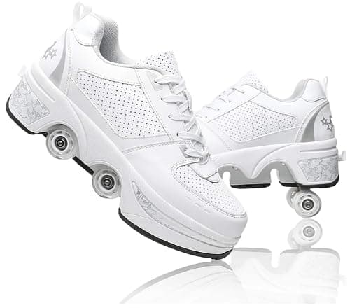Roller Shoes with Wheels - Comfortable Quad Skates for Girls & Men, Breathable, Adjustable, Hidden Wheel Trainers