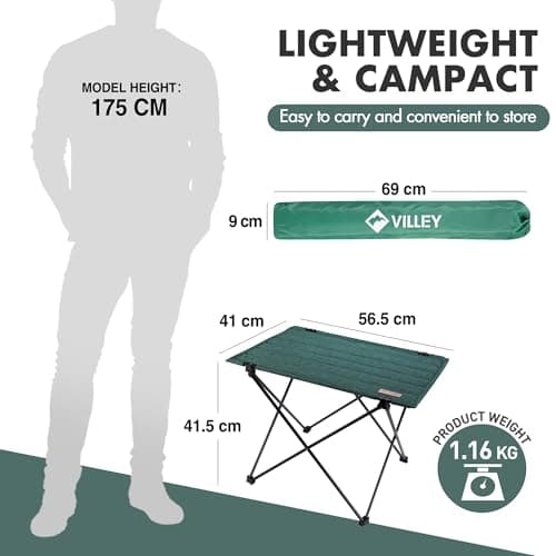 VILLEY Folding Camping Table with Carry Bag 56.5x41.5 cm — view 3