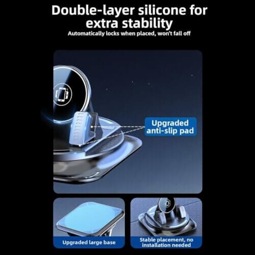 Rackumic Dashboard Phone Mount 9.9cm Compact Size Stable Grip — view 3