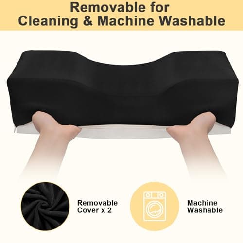 CGBE Lash Pillow for Eyelash Extensions: Ergonomic U-Shaped Neck Support Cushion, Soft Flannel Eyelash Cushion for Home and Beauty Salon, Lash Technician Bed Supplies - Black — view 6