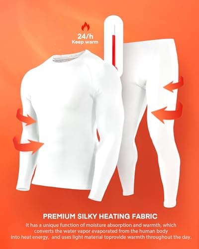 Roadbox Men's Thermal Underwear Sets - Fleece Lined Long Johns Base Layer Tops & Bottoms Quick Dry for Winer Skiing Cycling — view 3