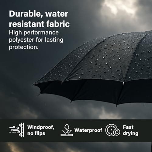 Vivo Technologies 3-Fold Mini Umbrella with Cover, Black Handle, 96cm Canopy, Windproof & Waterproof, Durable Polyester, Reinforced Frame, Fast-Drying – Travel & Everyday Use — view 5