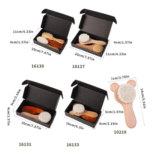 Comb and Bath Brush Set, Soft Wool Bristles, D — view 3
