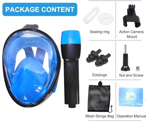 Snorkel Mask for Adults, Full Face Snorkel Set, 180°view Snorkeling Gear with Panoramic Design-Compatible Sports Camera, Diving Mask with Anti-fog Technology for Men Women(Green S/M) — view 6