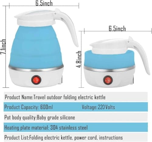 Collapsible Travel Kettle To Take On Holiday | Foldable Camping Kettle, Fast Boiling, Silicone Material | Compact Mini for Backpacking, Hotels, & Outdoors — view 4