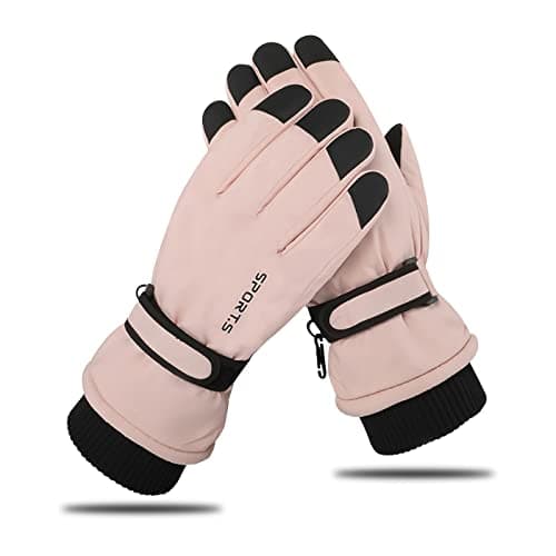 Andiker Ski Gloves Women Windproof Winter Warm Thermal Touchscreen Bike Cycling Gloves Snow Sports Snowboard Riding (pink)