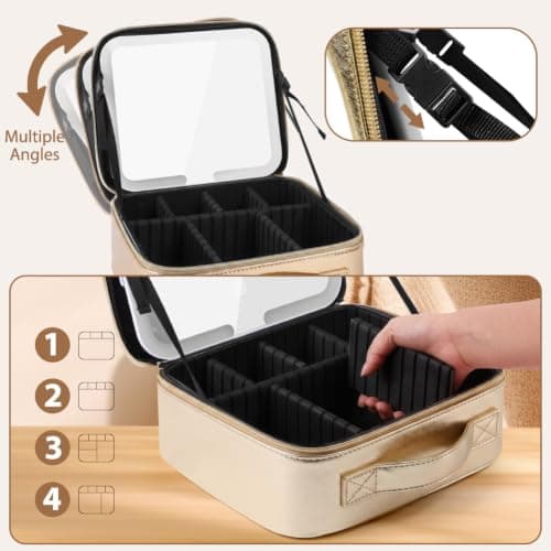 OSDUE Makeup Bag with LED Mirror, Cosmetic Organizer Case — view 4