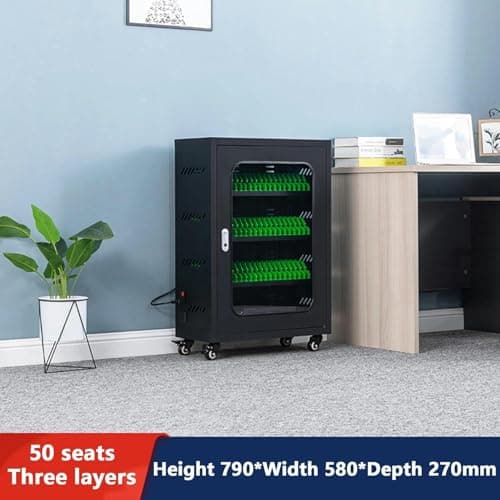 JKJZSALJ 50 Slots Charging Mobile Phone Cabinet,With Multi-Port Charger,5V 2A Efficient Charging,One-Touch Switch,Suitable For Warehouses, Factories,Etc,Black — view 2