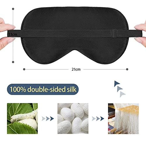 townssilk 100% Silk Sleep mask with Adjustable Strap,Comfortable and Super Soft Eye mask Ultimate Sleeping aid,blindford Silver Moon — view 4