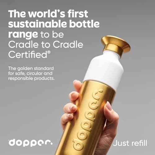 Dopper Steel Gold drinking bottle 490ml - stainless steel water bottle - BPA free water bottle, 18/8 stainless steel, leakproof - sports bottle for sports, outdoor & office — view 5