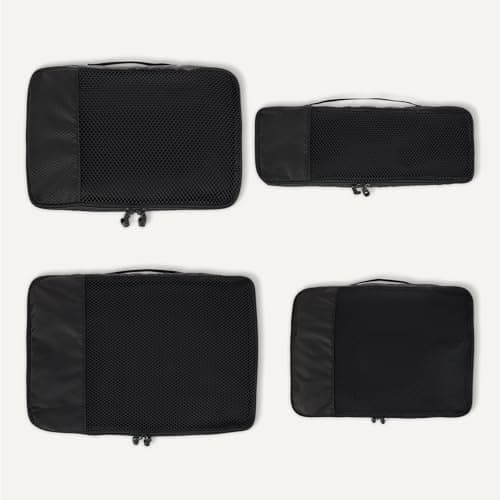 Amazon Essentials 4-Piece Packing Cubes Travel Accessories Set, Luggage Organiser with Double Zip, Mesh Top, 100% Polyester, Small/Medium/Large/Slim, Black (Previously Amazon Basics) — view 5