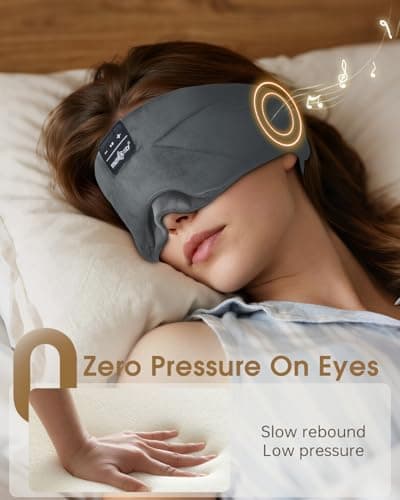 MUSICOZY Sleep Mask Headphones 100% Blockout Soft Cotton Sleep Headphones — view 3