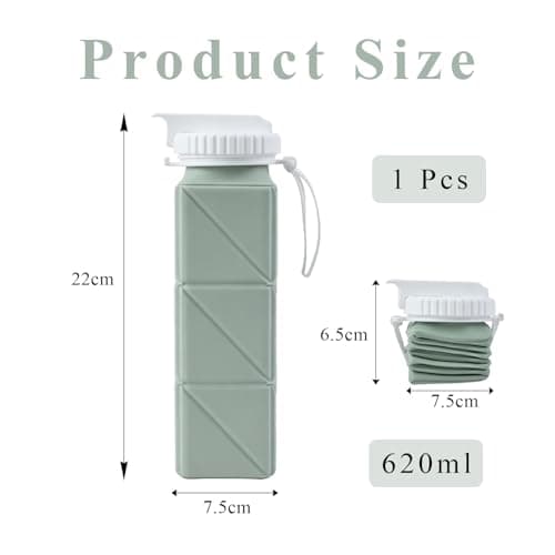 620ml Collapsible Water Bottles, Collapsible Leakproof Water Bottles(Green) — view 2