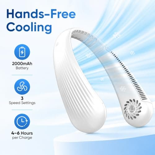 Umbrean Neck Fan Personal Cooling Fan 2000mAh White — view 2