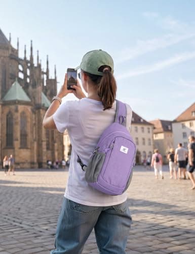 SKYSPER Sling Bag RFID Cross Body Bag Anti Theft Crossbody Backpack Travel Shoulder Daypack(Purple) — view 2