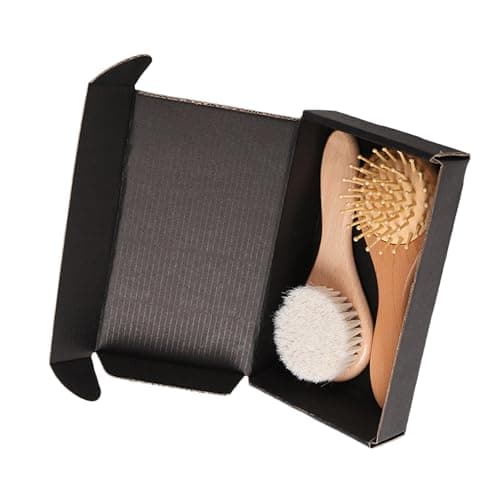 Portable Infant Comb Brush Set for Travel Soft Wool Bristles Gentle on Scalp Includes Comb & Bath Brush Safe Easy Carry Newborns