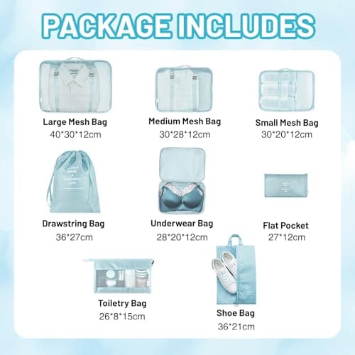 Compression Packing Cubes 8pcs, with Visible Mesh, Handle & Double Zipper — view 2